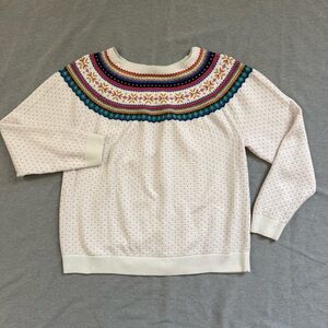 Talbots Fair Isle Nordic Pullover Sweater XL Cabincore Raglan Sleeves